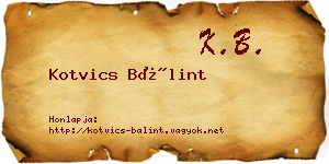 Kotvics Bálint névjegykártya